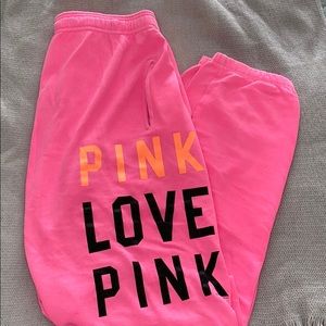 Neon pink cuffed sweatpants
